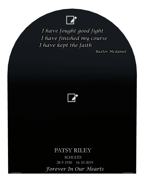 Half Round Laser-Etched Black Granite Headstone – Kept The Faith preview
