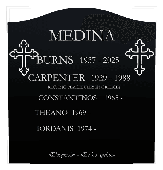 Serpentine Laser-Etched Black Granite Headstone – Cross preview