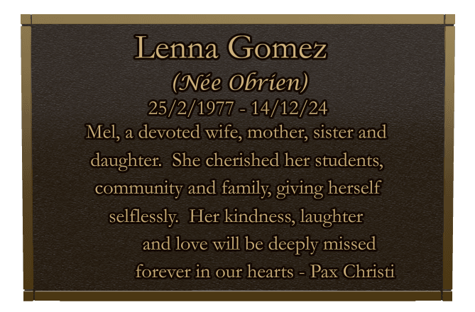 Rectangle (landscape) Bronze Plaque – Wife Memorial preview