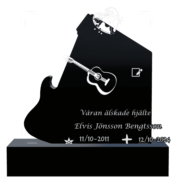 Laser-Etched Black Granite Headstone – Heart preview