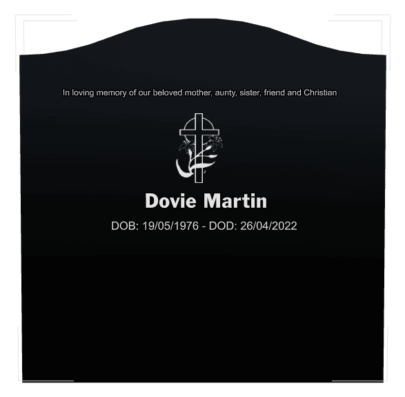 Serpentine Laser-Etched Black Granite Headstone – In Loving Memory preview