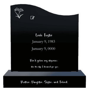 Left Wave - Flower Headstone memorial design preview