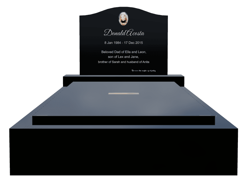 Serpentine Laser-Etched Black Granite Monument – Father preview