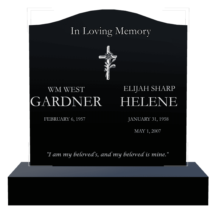 Serpentine Laser-Etched Black Granite Headstone – In Loving Memory preview