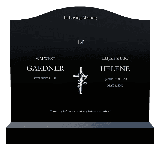Serpentine Laser-Etched Black Granite Headstone – In Loving Memory preview