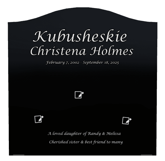 Serpentine Laser-Etched Black Granite Headstone – Daughter preview