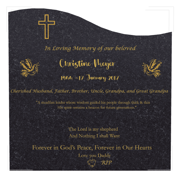 Left Wave Traditional Engraved Headstone – The Lord is my Shepherd preview