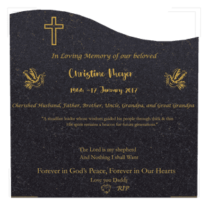 Left Wave - The Lord is my Shepherd memorial design preview