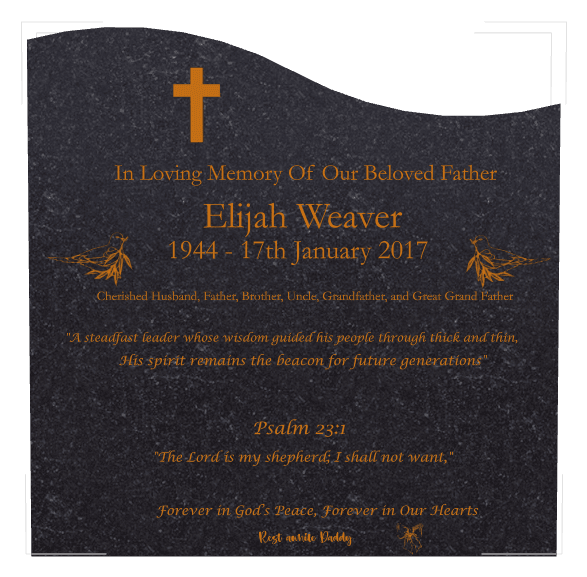 Left Wave Traditional Engraved Headstone – The Lord is my Shepherd i Shall Not Want preview