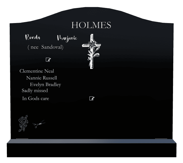 Serpentine Laser-Etched Black Granite Headstone – In Gods Care preview