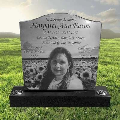 Laser-etched Black Granite Headstone