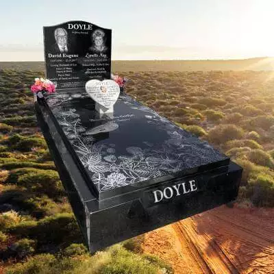 Laser-etched Black Granite Full Monument