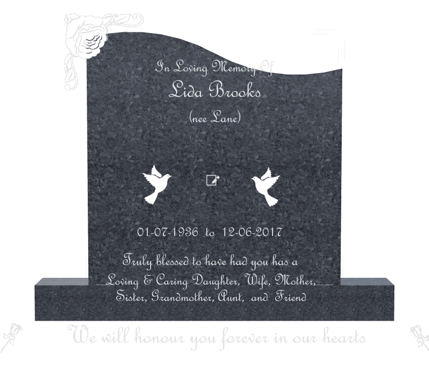 Left Wave Traditional Engraved Headstone – Forever in Our Hearts preview