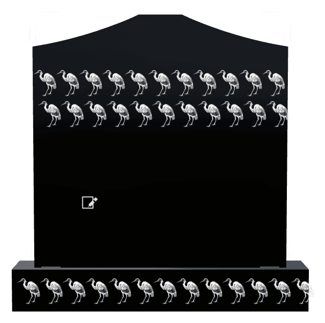 Cropped Peak Laser-Etched Black Granite Headstone – Bird preview