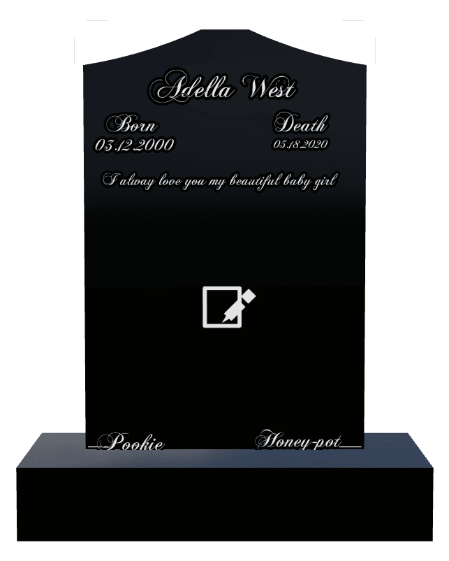 Cropped Peak Laser-Etched Black Granite Headstone – Butterflies preview