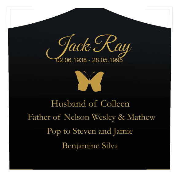 Cropped Peak Traditional Engraved Headstone – Butterflies Headstone preview