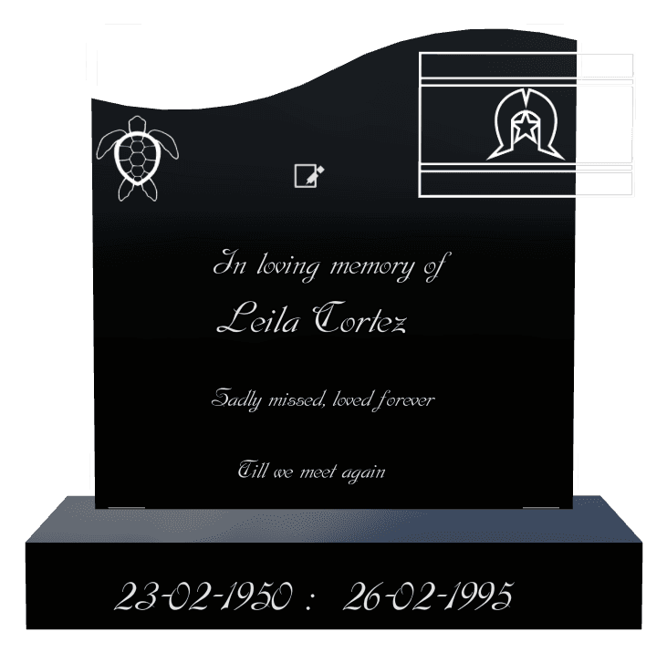 Right Wave Laser-Etched Black Granite Headstone – In Loving Memory preview