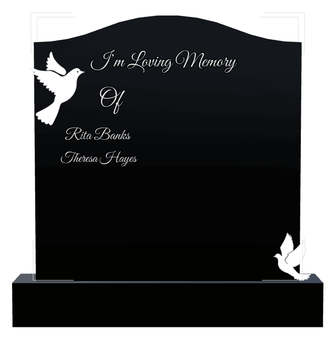 Serpentine Laser-Etched Black Granite Headstone – Birds Dove preview