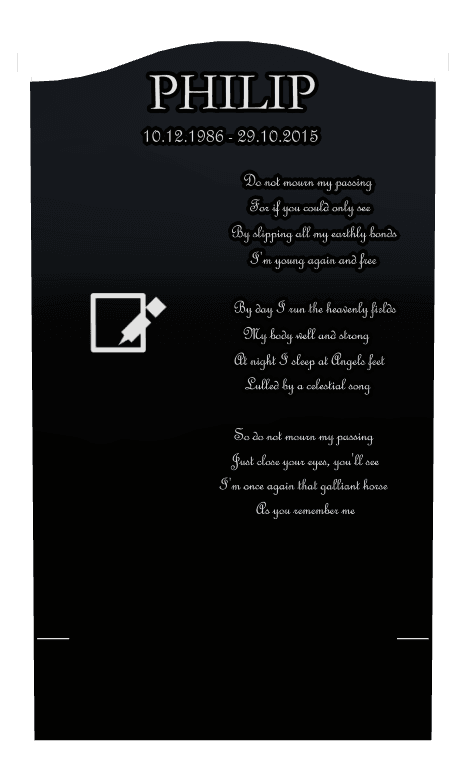 Serpentine Laser-Etched Black Granite Headstone – Song preview