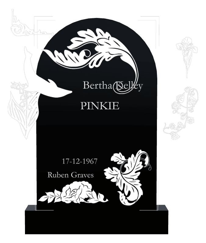 Half Round Traditional Engraved Headstone – Dolphin Flower preview