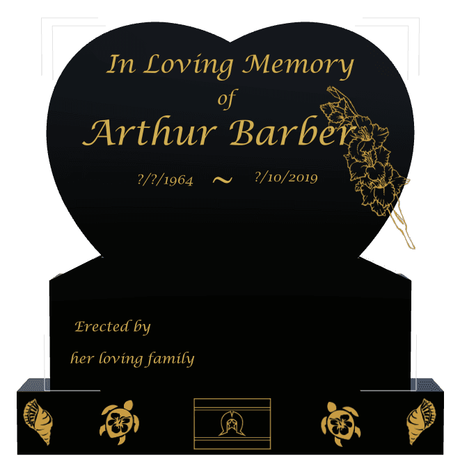Heart Traditional Engraved Headstone – turtle preview