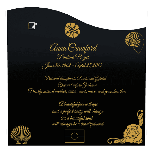 Left Wave Traditional Engraved Headstone – Beautiful Soul preview