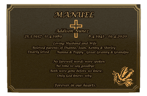 Bronze Plaque - No Farewell Words Were Spoken memorial design preview