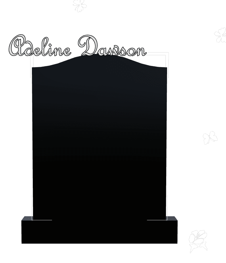 Serpentine Laser-Etched Black Granite Headstone – Butterflies Rose preview