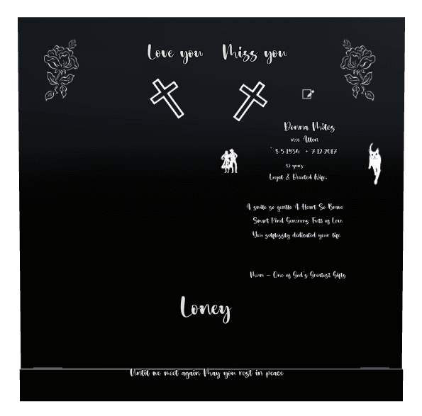 Rectangle Laser-Etched Black Granite Headstone – Devoted Wife preview