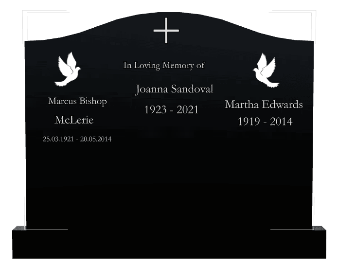 Serpentine Laser-Etched Black Granite Headstone – In Loving Memory preview