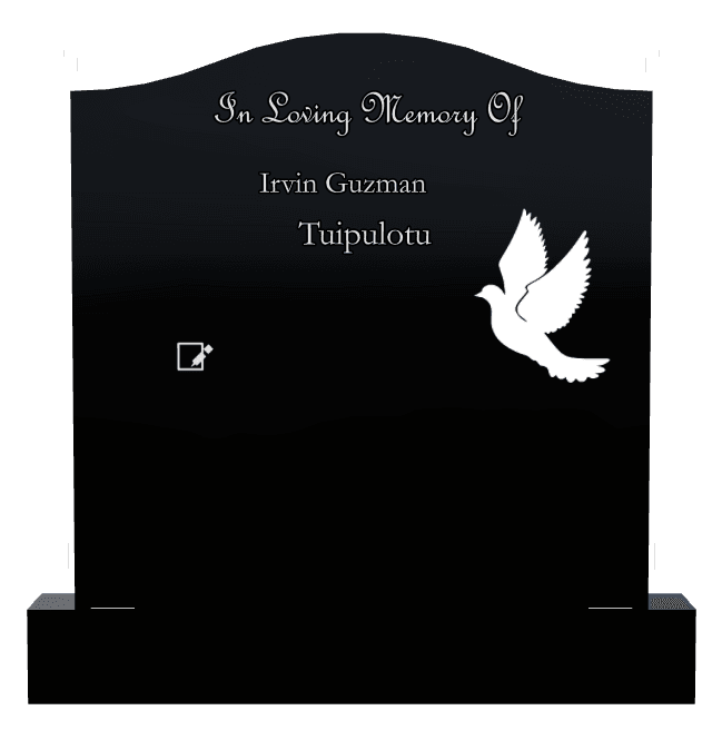 Serpentine Laser-Etched Black Granite Headstone – In Loving Memory preview