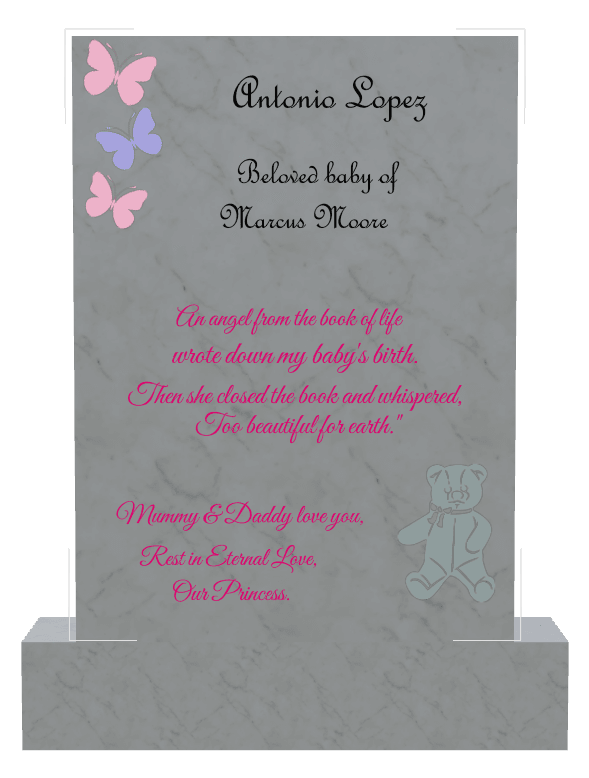 Rectangle Traditional Engraved Headstone – Too Beautiful For Earth preview
