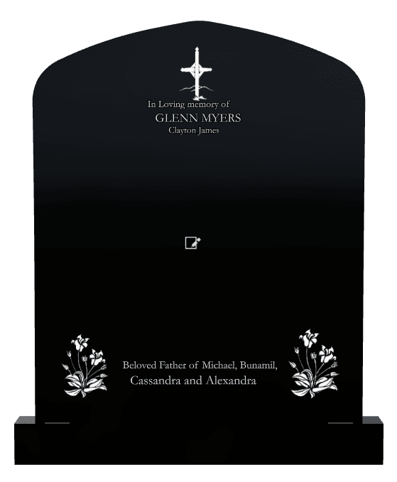 Laser-Etched Black Granite Headstone – In Loving Memory preview