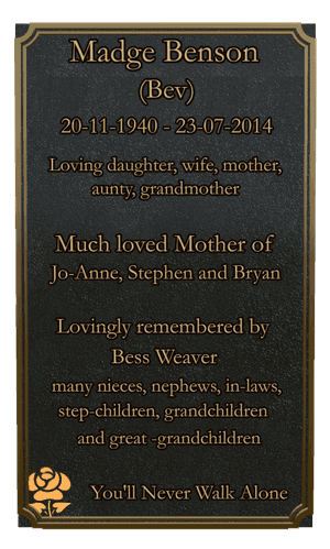 Bronze Plaque - Much Loved 4 memorial design preview