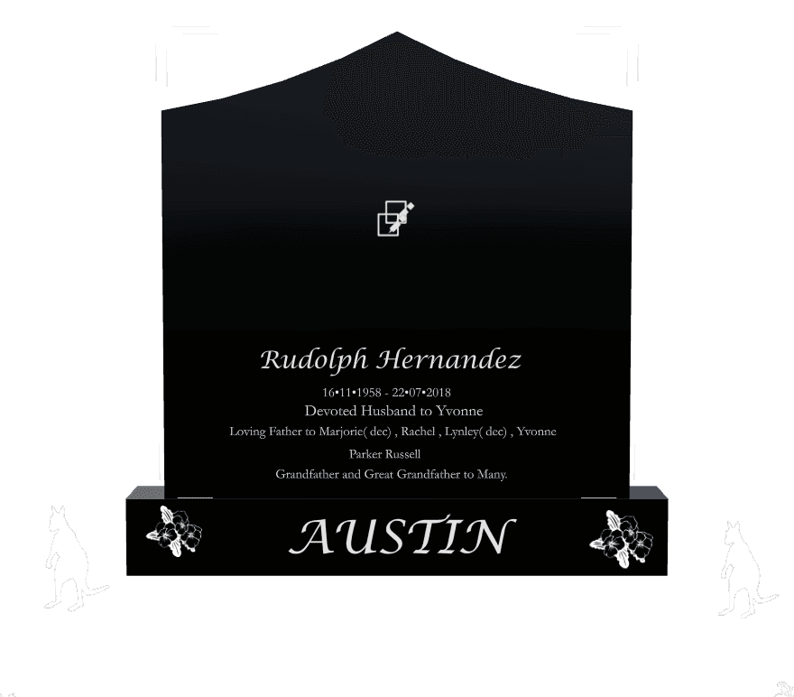 Curved Peak Laser-Etched Black Granite Headstone – Loving Father preview