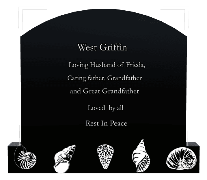 Curved Top Laser-Etched Black Granite Headstone – Loving Husband Headstone preview