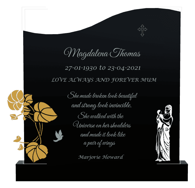 Right Wave Traditional Engraved Headstone – Birds Cross Headstone preview