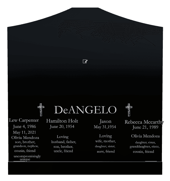 Cropped Peak Laser-Etched Black Granite Headstone – Much Loved Headstone preview