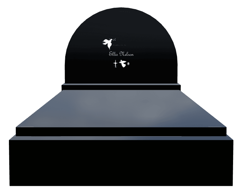 Half Round Laser-Etched Black Granite Monument – Angel Dove preview