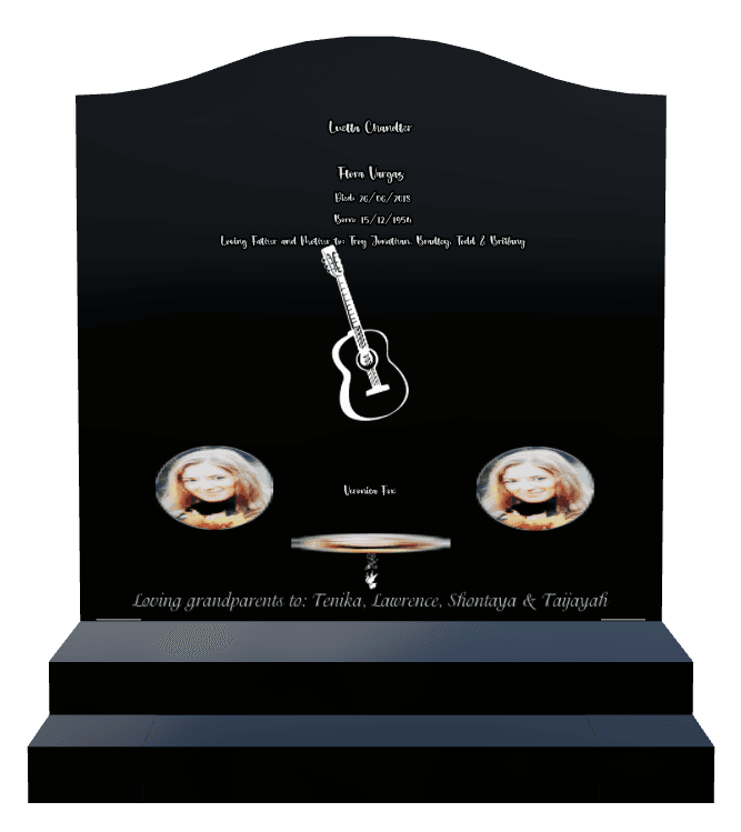Serpentine Laser-Etched Black Granite Headstone – Loving Father preview