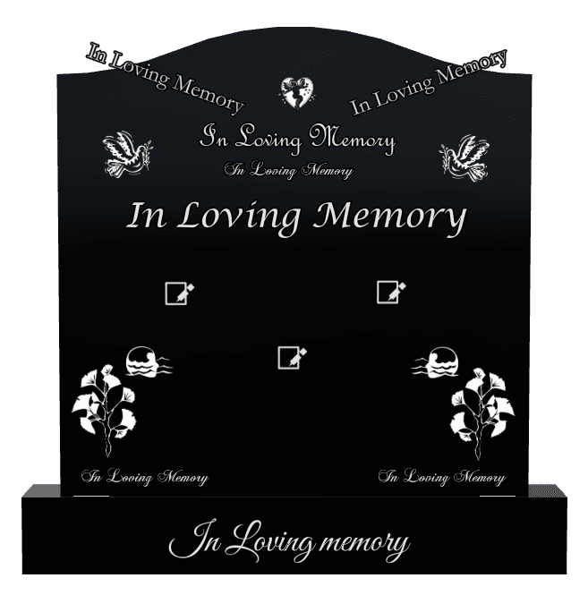 Serpentine Laser-Etched Black Granite Headstone – In Loving Memory preview