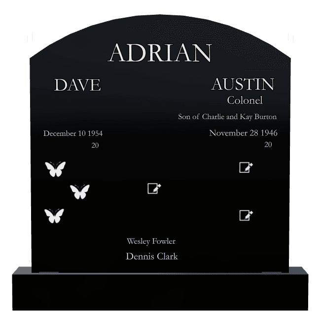 Curved Top Laser-Etched Black Granite Headstone – Gone But Never Forgotten Headstone preview