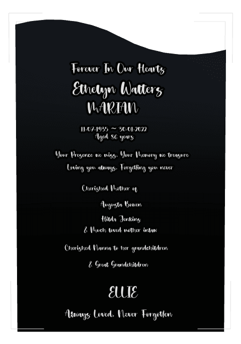 Left Wave Laser-Etched Black Granite Headstone – Much Loved preview