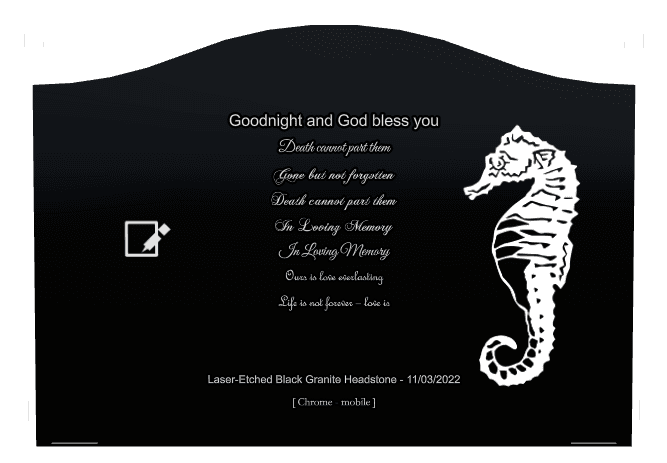 Serpentine Laser-Etched Black Granite Headstone – Gone But Not Forgotten preview