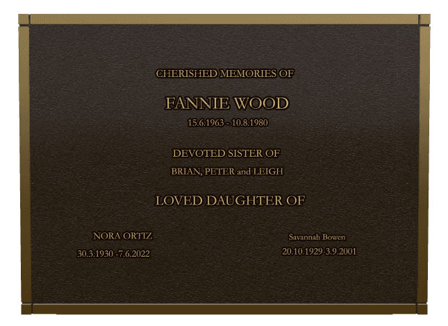 Rectangle (landscape) Bronze Plaque – Daughter Memorial preview