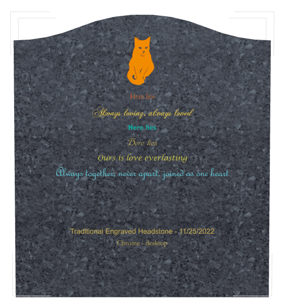 Serpentine Laser-Etched Black Granite Headstone – Cat preview