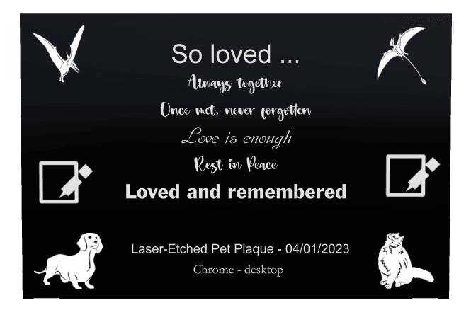 Rectangle 300x200 Laser-Etched Black Granite Plaque – Rest in Peace preview