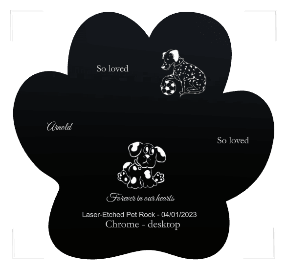 Paw Laser-Etched Black Granite Headstone – Forever in Our Hearts preview
