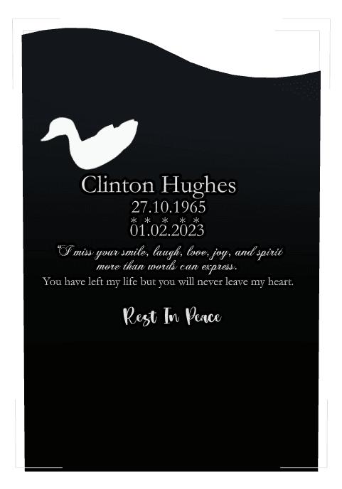 Left Wave Laser-Etched Black Granite Headstone – Rest in Peace Headstone preview