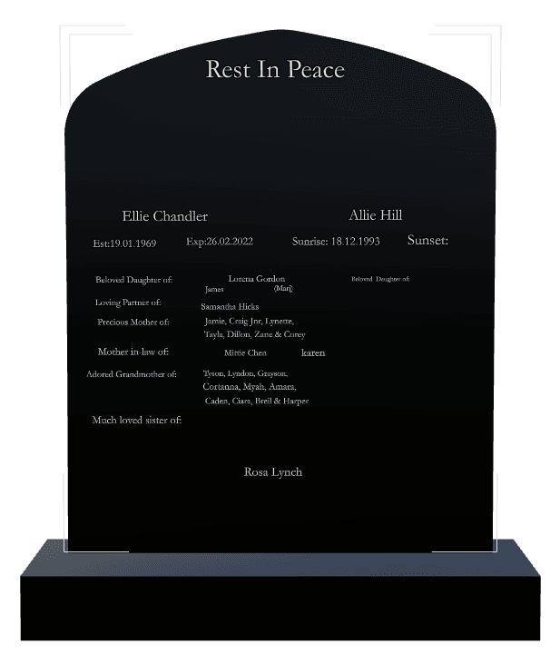 Laser-Etched Black Granite Headstone – Much Loved preview